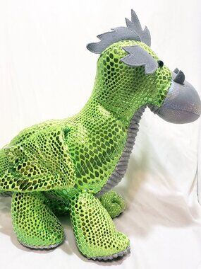 Dragon Green Sparkle Gray Corduroy Plush Stuffed Animal 21" Walgreens Hug Me
